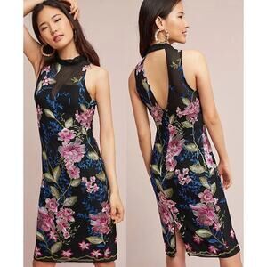 NWT Anthropologie Nicole Miller Rose Hill Embroidered Dress Floral (Size 6)